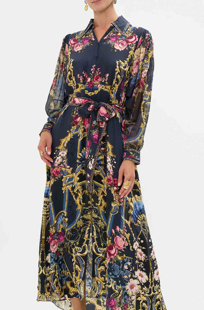 Camilla - Ornate On A Plate Curved Collar Shirt Dress