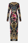 Camilla - Ornate On A Plate Long V Neck Twist Front Jersey Dress