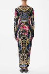 Camilla - Ornate On A Plate Long V Neck Twist Front Jersey Dress