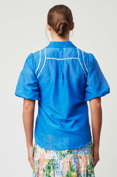 Once Was - Nerano Collared Shirt in Azure