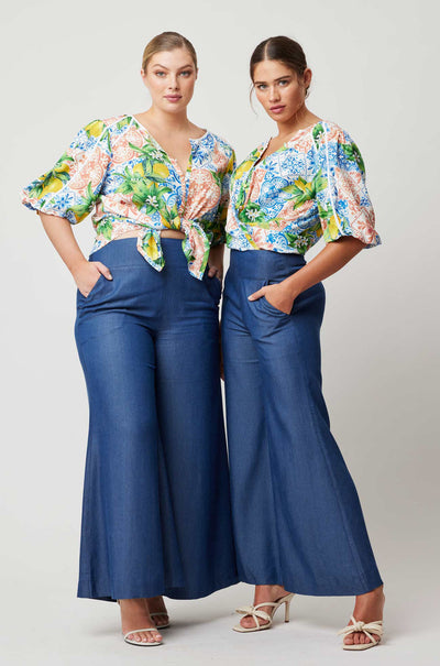 Once Was - Paradiso Volume Sleeve Top in Limonata Print