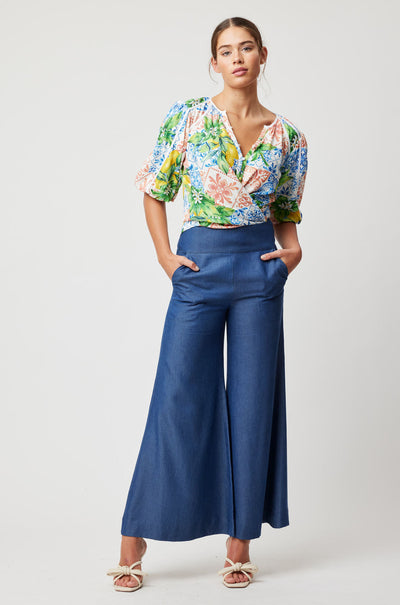 Once Was - Paradiso Volume Sleeve Top in Limonata Print
