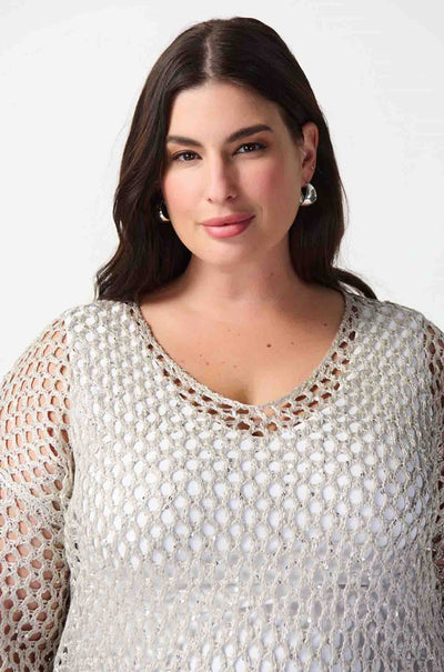 Joseph Ribkoff - Open Stitch Sweater w/ Sequins in Champagne