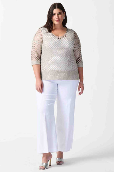 Joseph Ribkoff - Open Stitch Sweater w/ Sequins in Champagne