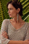 Joseph Ribkoff - Open Stitch Sweater w/ Sequins in Champagne