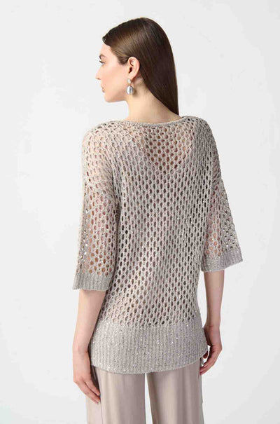 Joseph Ribkoff - Open Stitch Sweater w/ Sequins in Champagne