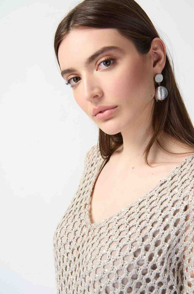 Joseph Ribkoff - Open Stitch Sweater w/ Sequins in Champagne