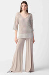 Joseph Ribkoff - Open Stitch Sweater w/ Sequins in Champagne