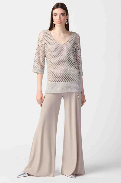 Joseph Ribkoff - Open Stitch Sweater w/ Sequins in Champagne