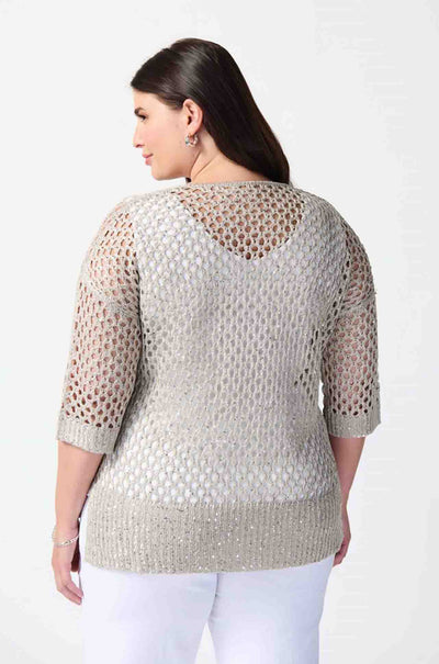 Joseph Ribkoff - Open Stitch Sweater w/ Sequins in Champagne