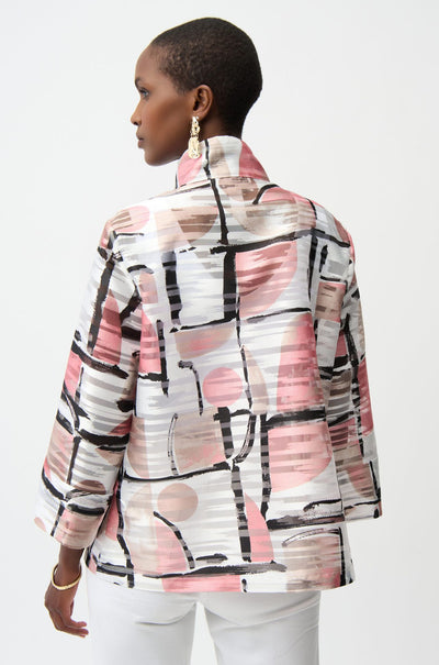 Joseph Ribkoff - Organza Jacquard Abstract Print Boxy Jacket