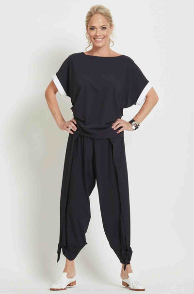 Paula Ryan - Overlay Side Panel Tie Cuff Pant
