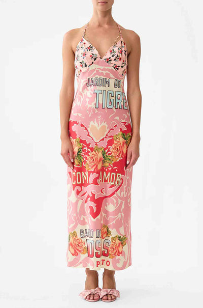 Camilla - Pink Porto Chain Detail Slip Dress