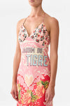 Camilla - Pink Porto Chain Detail Slip Dress