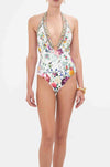 Camilla - Plumes and Parterres Ring Detail Plunge V One Piece