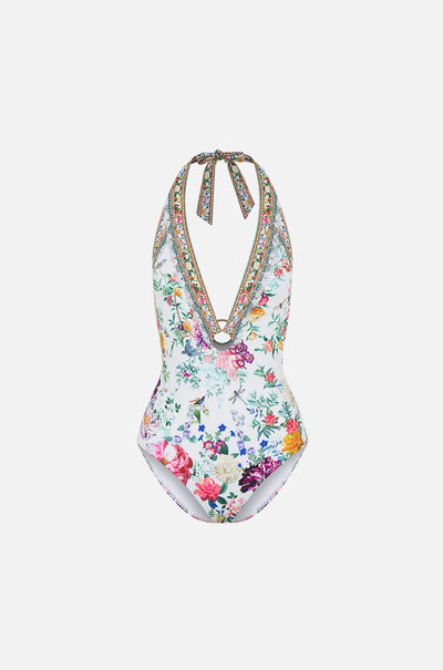 Camilla - Plumes and Parterres Ring Detail Plunge V One Piece