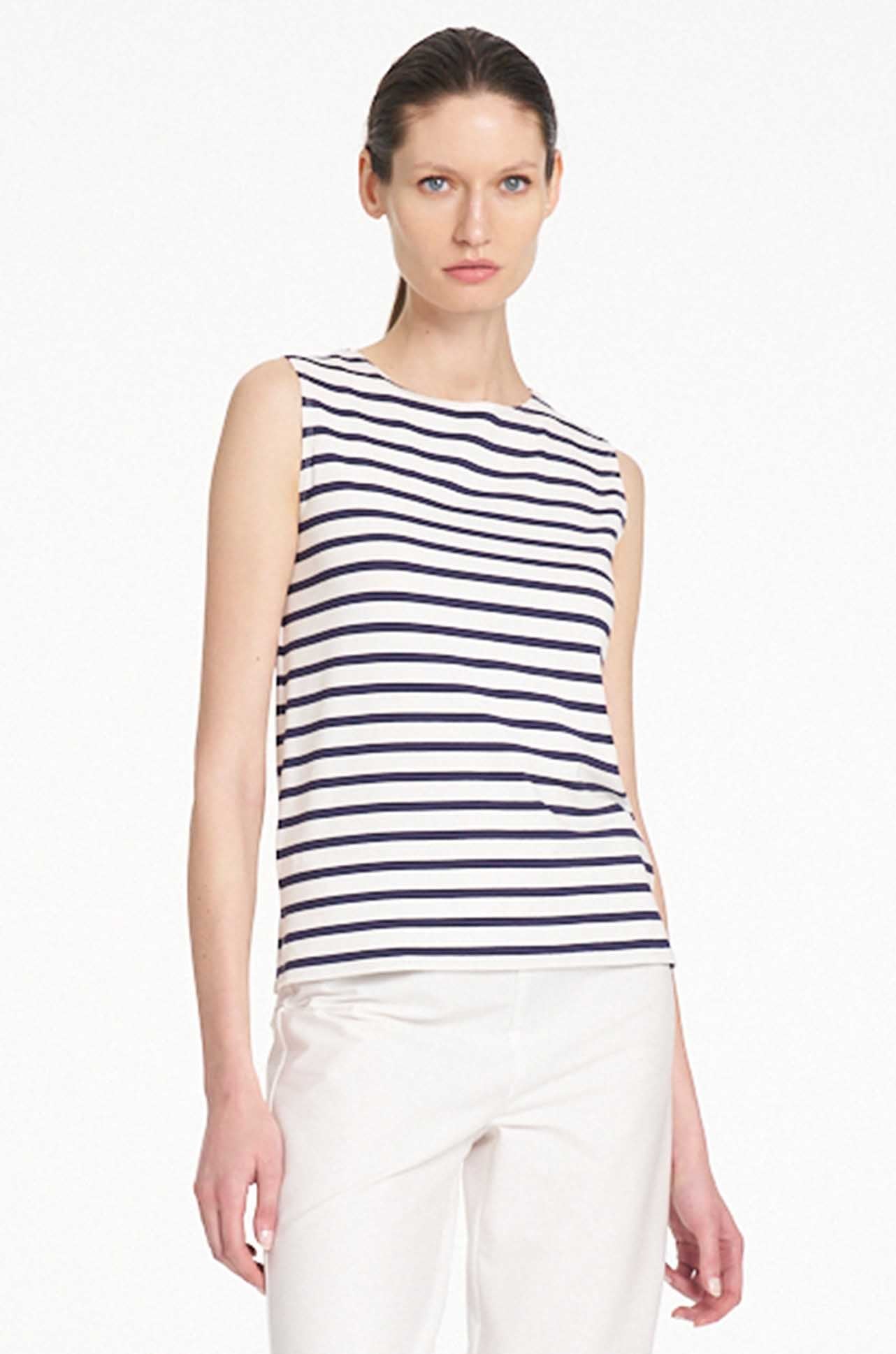 Mela Purdie - Palazzo Shell in Banner Stripe Jersey