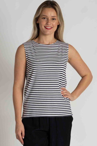 Mela Purdie - Palazzo Shell in Straw Stripe Jersey