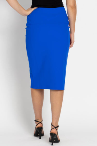 Paula Ryan - Panelled Basque Pencil Skirt in Greek Blue
