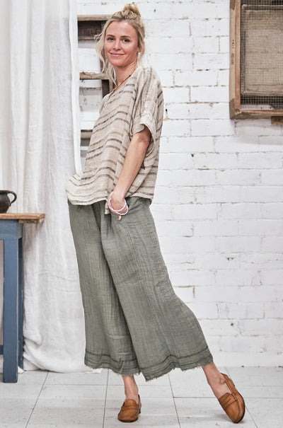 La Bottega Di Brunella - Pantalone Alloro in Taglio Wave Rosmarino