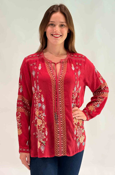 Johnny Was - Paulina Shirt in Eli in Equestrian Red
