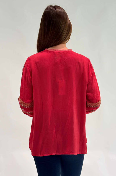 Johnny Was - Paulina Shirt in Eli in Equestrian Red