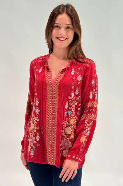 Johnny Was - Paulina Shirt in Eli in Equestrian Red