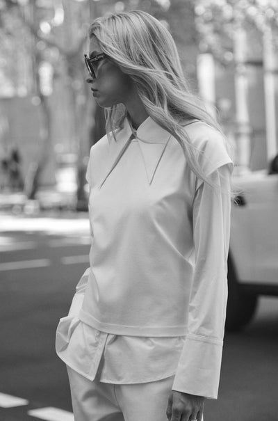 Mela Purdie - Peak Collar Shirt in Powder Weave