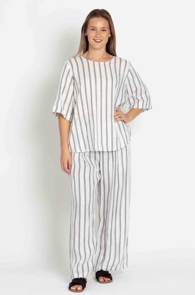 Mela Purdie - Pace Pant in Trio Stripe Print Linen