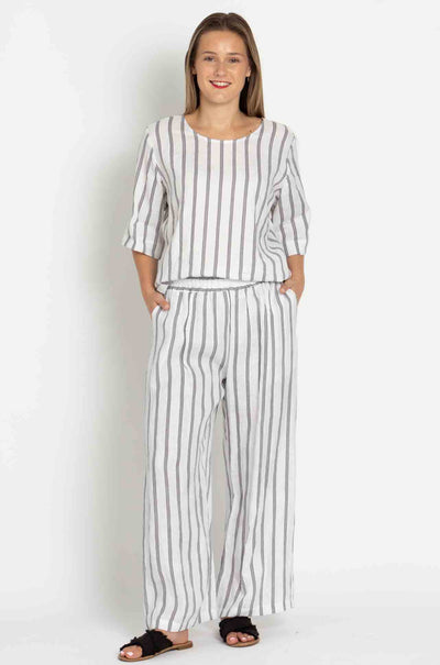 Mela Purdie - Pace Pant in Trio Stripe Print Linen