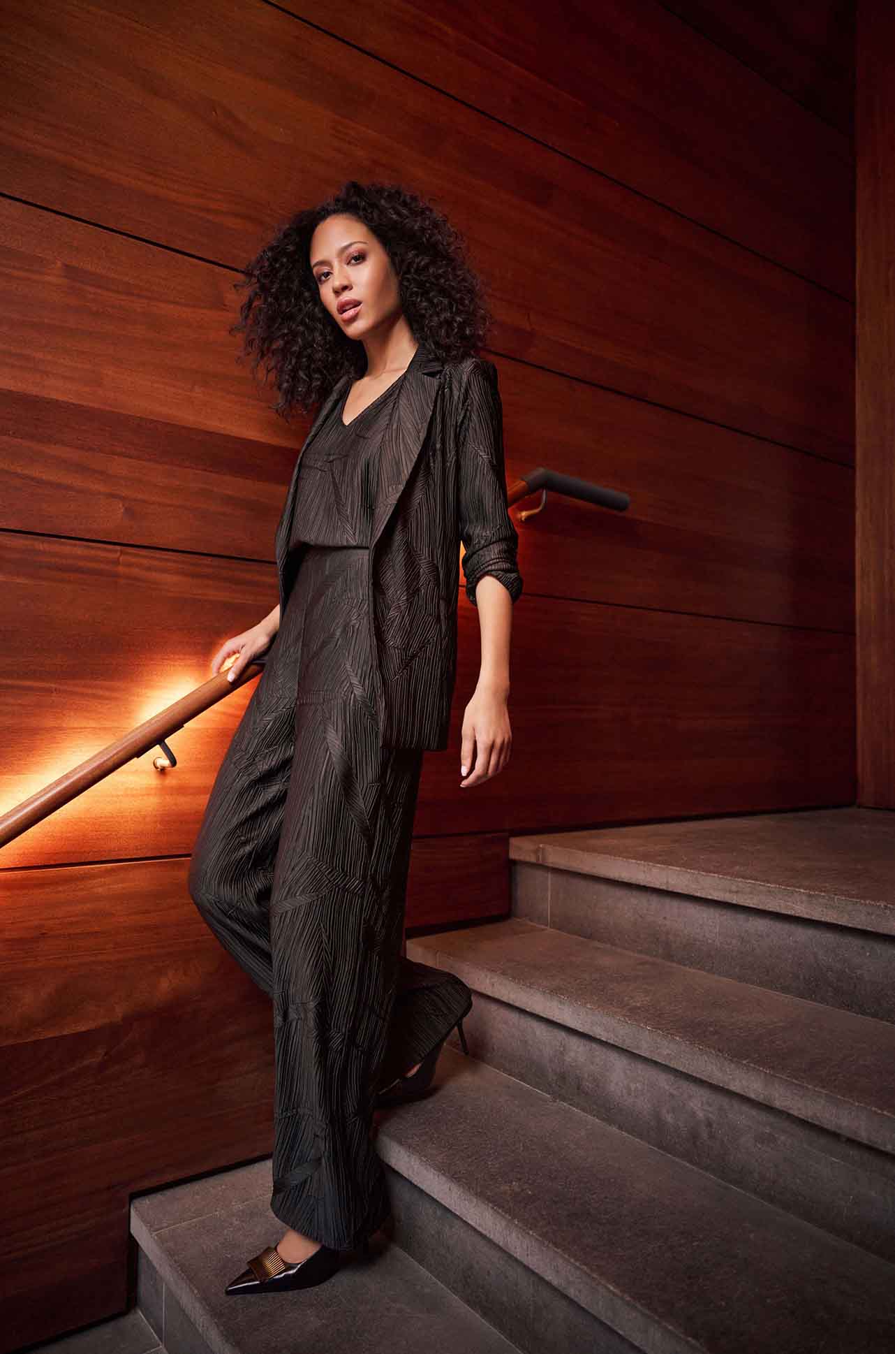 Joseph Ribkoff - Pleated Satin Pull-On Wide-Leg Pants