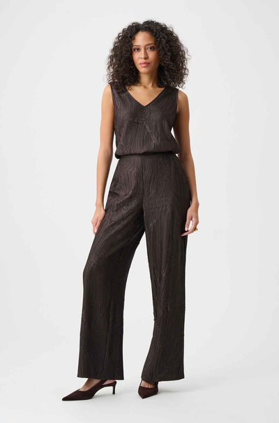 Joseph Ribkoff - Pleated Satin Flared V-Neck Top