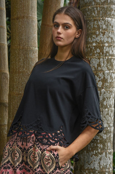 Coop - Pre-Tee Love At First Lace Top in Black