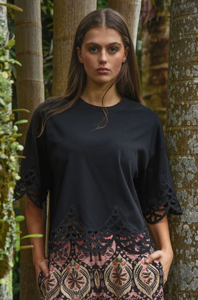 Coop - Pre-Tee Love At First Lace Top in Black
