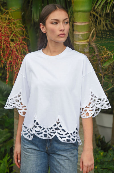 Coop - Pre-Tee Love At First Lace Top in White