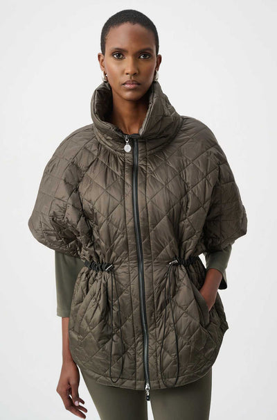 Joseph Ribkoff - Quilted Nylon Shawl-Neck Boxy Vest