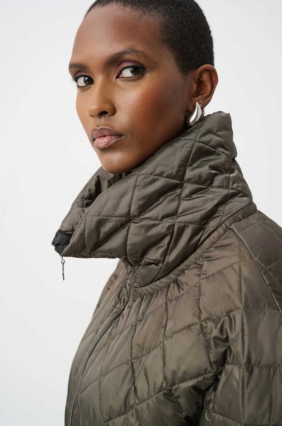 Joseph Ribkoff - Quilted Nylon Shawl-Neck Boxy Vest