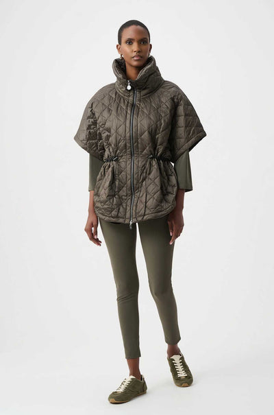 Joseph Ribkoff - Quilted Nylon Shawl-Neck Boxy Vest