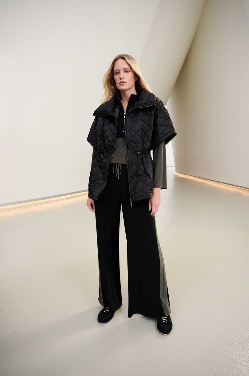 Joseph Ribkoff - Quilted Nylon Shawl-Neck Boxy Vest