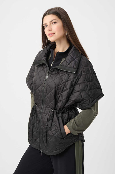 Joseph Ribkoff - Quilted Nylon Shawl-Neck Boxy Vest