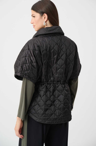 Joseph Ribkoff - Quilted Nylon Shawl-Neck Boxy Vest