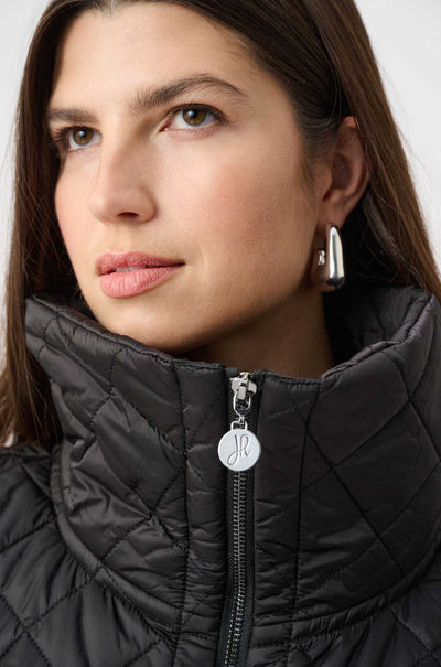 Joseph Ribkoff - Quilted Nylon Shawl-Neck Boxy Vest