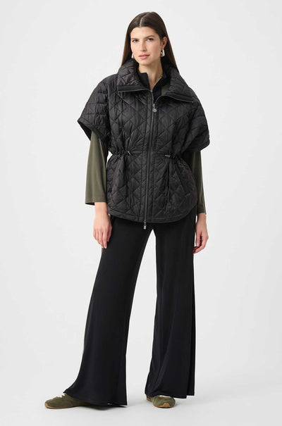Joseph Ribkoff - Quilted Nylon Shawl-Neck Boxy Vest