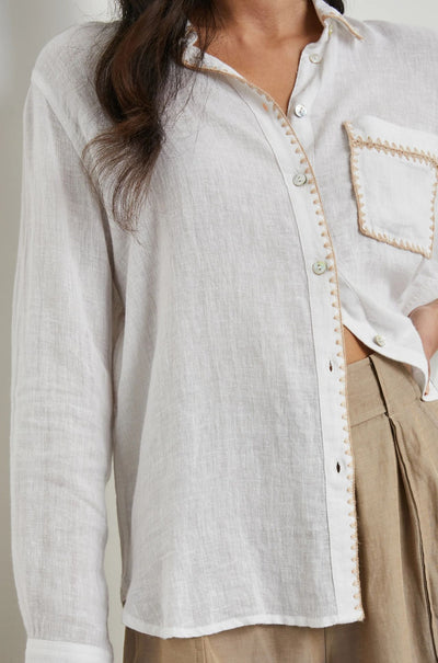 Rails - Charli Shirt in White Blanket Stitch