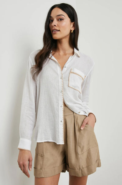Rails - Charli Shirt in White Blanket Stitch