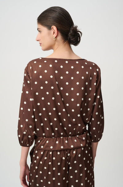Joseph Ribkoff - Recycled Satin Dot Print Hip Tie Top