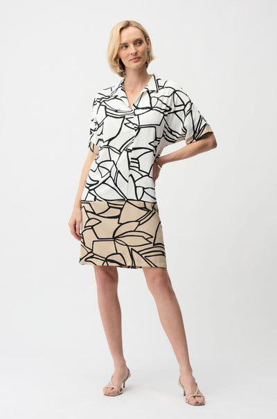 Joseph Ribkoff - Recycled Woven Abstract Print Shirt Dress