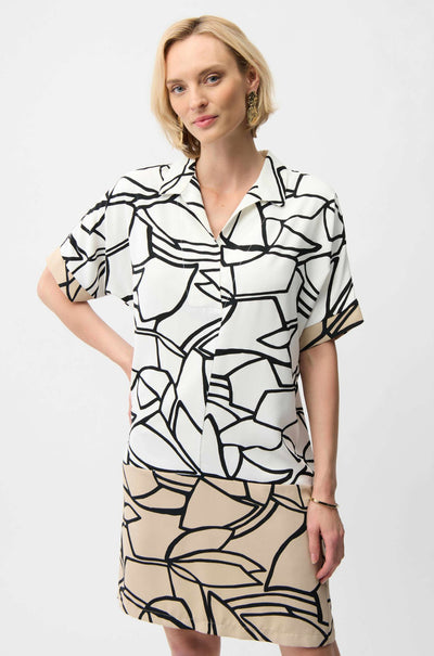 Joseph Ribkoff - Recycled Woven Abstract Print Shirt Dress