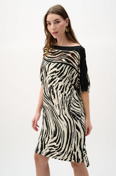 Joseph Ribkoff - Recycled Woven Animal Print Straight Dress