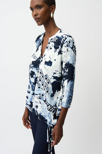 Joseph Ribkoff - Recycled Woven Conversational Print Cocoon Tunic